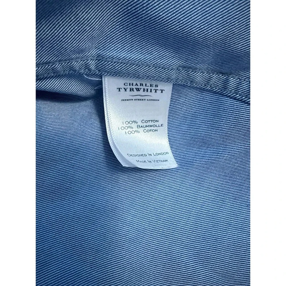 Charles Tyrwhitt Dress Shirt 17.5 36 Classic Fit Non Iron Blue Long Sleeve Mens - Picture 8 of 11